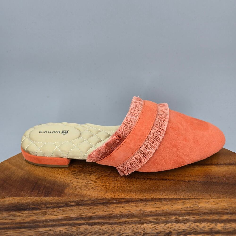 Birdies The Ani Flats Women's 6 Coral Orange Suede Leather Fringe Slip On Shoes